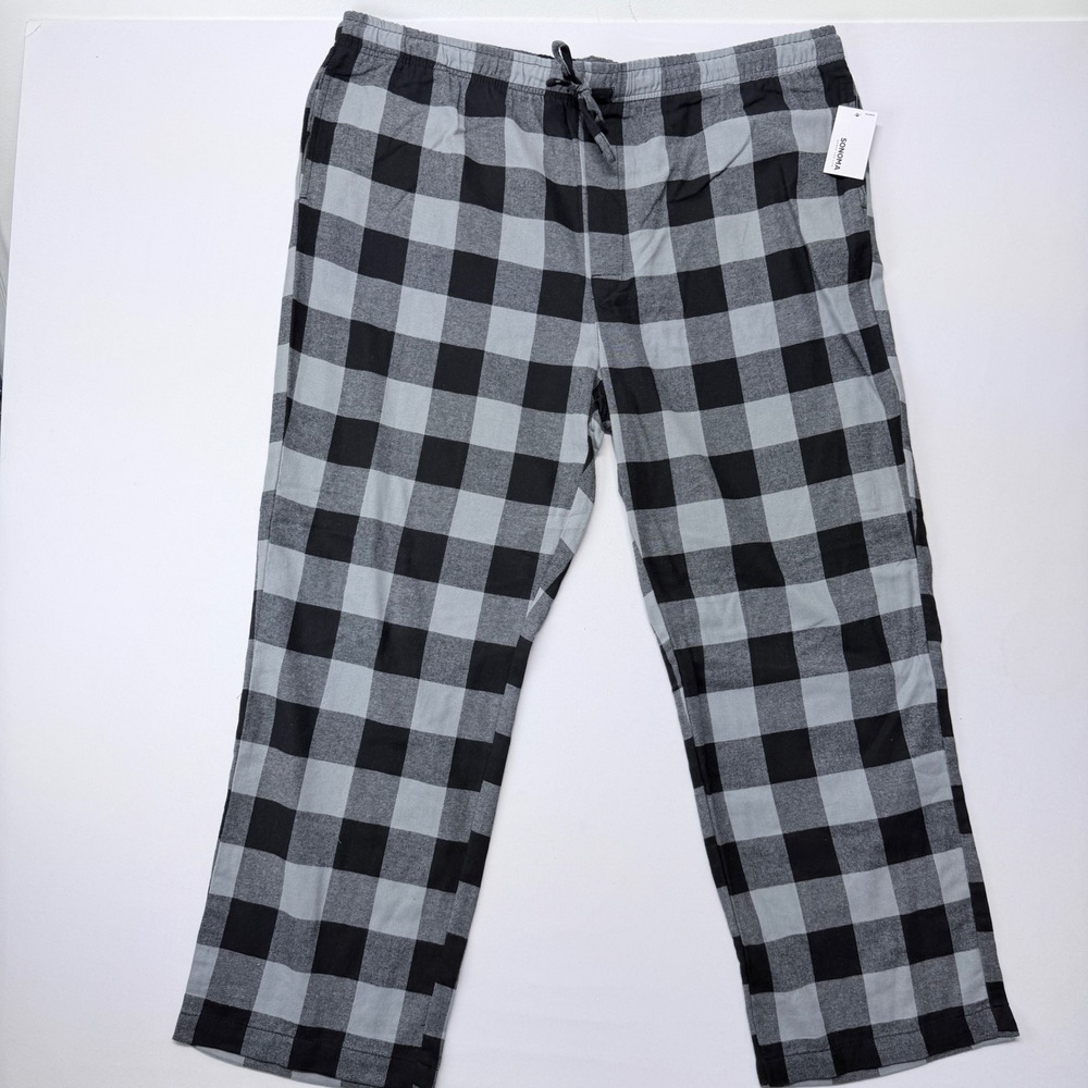Sonoma Mens XXL Essential Flannel Pajama Pant Grey Black Buffalo Plaid NEW
